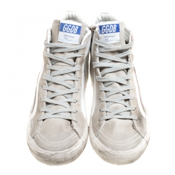 Golden Goose White Leather And Suede Slide High Top Sneakers Size 41