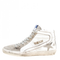 Golden Goose White Leather And Suede Slide High Top Sneakers Size 41