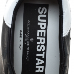 Pre Owned Golden Goose Black Leather Superstar Lace Up Sneakers Size 39