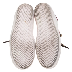 Pre Owned Golden Goose Grey White/Burgundy Leather And Suede Superstar Lace Up Sneakers Size 38