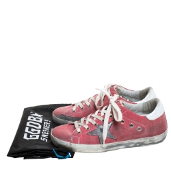 Golden Goose Pink Canvas And Leather Distressed Low Top Sneakers Size 37