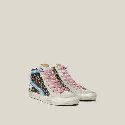 Golden Goose Deluxe Brand Animal Leopard Print High Top Leather Sneakers Size IT 35