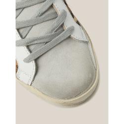 Golden Goose Deluxe Brand Animal Superstar Leopard Print Blue Tab Leather Sneakers Size IT 35