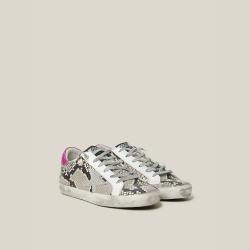 Golden Goose Deluxe Brand Animal Superstar Snake Print Pink Tab Leather Sneakers Size IT 35