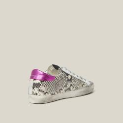 Pre Owned Golden Goose Deluxe Brand Animal Superstar Snake Print Pink Tab Leather Sneakers Size IT 35
