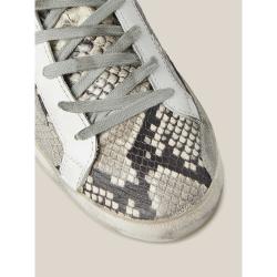 Pre Owned Golden Goose Deluxe Brand Animal Superstar Snake Print Pink Tab Leather Sneakers Size IT 35