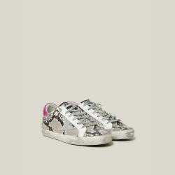 Pre Owned Golden Goose Deluxe Brand Animal Superstar Snake Print Pink Tab Leather Sneakers Size IT 35