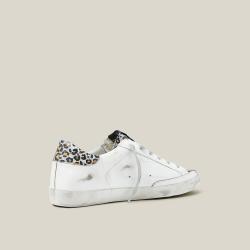 Pre Owned Golden Goose Deluxe Brand White Start Leopard Superstar Sneakers Size IT 35