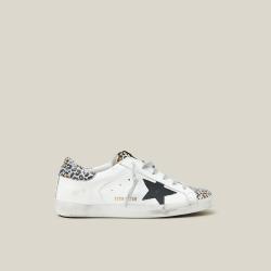 Pre Owned Golden Goose Deluxe Brand White Start Leopard Superstar Sneakers Size IT 35