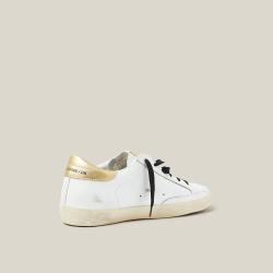 Pre Owned Golden Goose Deluxe Brand White White Metallic Tab Leopard Star Superstar Size IT 35