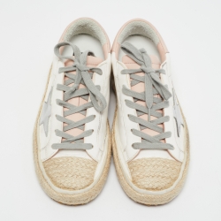 مملوكة مسبقًا Golden Goose White Leather Superstar Espadrille Sneakers Size 35