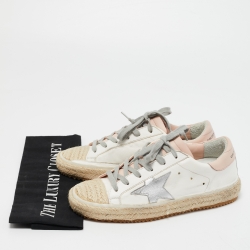 مملوكة مسبقًا Golden Goose White Leather Superstar Espadrille Sneakers Size 35
