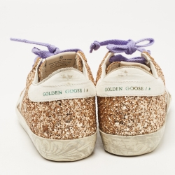 Pre Owned Golden Goose Gold Coarse Glitter Superstar Sneakers Size 36