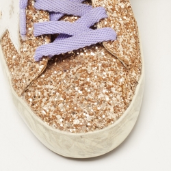 Pre Owned Golden Goose Gold Coarse Glitter Superstar Sneakers Size 36