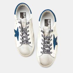 Pre Owned Golden Goose Blue Leather Trainers EU 42