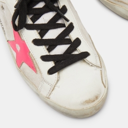 Pre Owned Golden Goose Tri Color Leather,Canvas and Glitter Superstar Low Top Sneakers Size 37