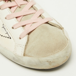 Pre Owned Golden Goose White/Beige Leather Superstar Sneakers Size 37