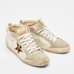 Pre Owned Golden Goose Multicolor Leather and Suede leopard Print Sky Star High Top Sneakers Size 39