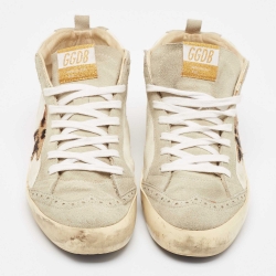 Pre Owned Golden Goose Multicolor Leather and Suede leopard Print Sky Star High Top Sneakers Size 39