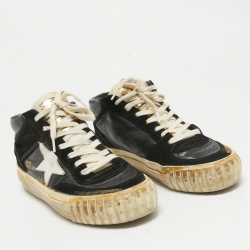 Golden Goose Black/White Leather and Suede Mid Star Sneakers Size 36