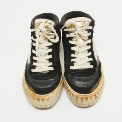 Golden Goose Black/White Leather and Suede Mid Star Sneakers Size 36