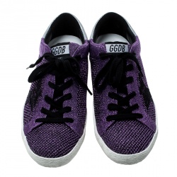 Golden Goose Violet Lurex Knitted Fabric Superstar Sneakers Size 37