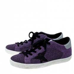 Golden Goose Violet Lurex Knitted Fabric Superstar Sneakers Size 37