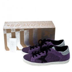 Golden Goose Violet Lurex Knitted Fabric Superstar Sneakers Size 37