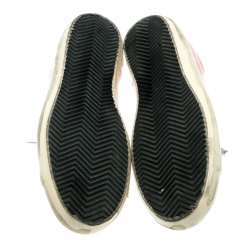 Pre Owned Golden Goose Pink Denim And Metallic Silver Star Applique Low Top Sneakers Size 41