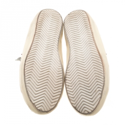 Pre Owned Golden Goose White And Pink Leather Star Applique Low Top Sneakers Size 37