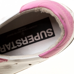 Pre Owned Golden Goose White And Pink Leather Star Applique Low Top Sneakers Size 37