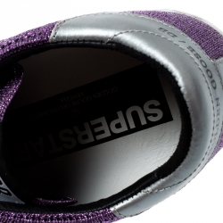 Pre Owned Golden Goose Violet Lurex Knitted Fabric Superstar Sneakers Size 38