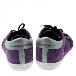 Pre Owned Golden Goose Violet Lurex Knitted Fabric Superstar Sneakers Size 38