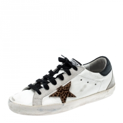  Golden Goose White Leather And Suede Superstar Lace Up Sneakers Size 39