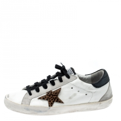  Golden Goose White Leather And Suede Superstar Lace Up Sneakers Size 39