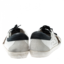  Golden Goose White Leather And Suede Superstar Lace Up Sneakers Size 39