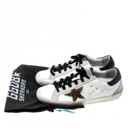  Golden Goose White Leather And Suede Superstar Lace Up Sneakers Size 39