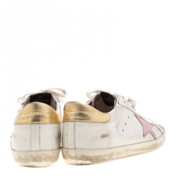 Pre Owned Golden Goose White Leather/Suede Superstar Lace Up Sneakers Size 39