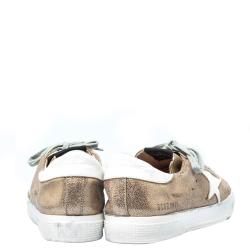 Pre Owned Golden Goose Metallic Gold Star Applique Low Top Sneakers Size 38