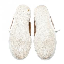 Pre Owned Golden Goose Metallic Gold Star Applique Low Top Sneakers Size 38