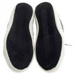 Pre Owned Golden Goose Grey/Silver Suede And Glitter Fabric Superstar Lace Up Sneakers Size 37