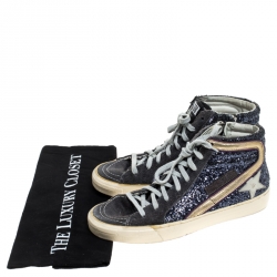 Golden Goose Grey Glitter And Suede High Top Sneakers Size 37