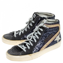 Golden Goose Grey Glitter And Suede High Top Sneakers Size 37
