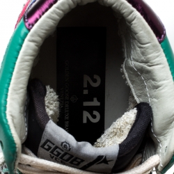 Pre Owned Golden Goose Multicolor Leather And Zebra Print Pony Hair High Top Sneakers Size 37