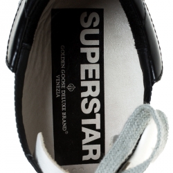 Pre Owned Golden Goose White/Silver Leather and Suede Superstar Lace Up Sneakers Size 39