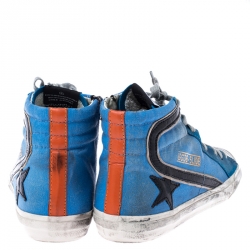 Golden Goose Multicolor Canvas And Leather Distressed High Top Sneakers Size 39