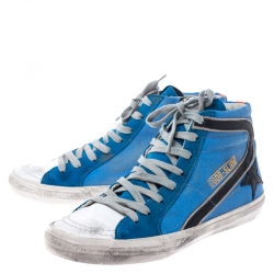Golden Goose Multicolor Canvas And Leather Distressed High Top Sneakers Size 39