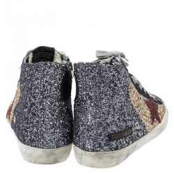 Golden Goose Multicolor Coarse Glitter And Suede High Top Sneakers Size 40
