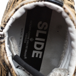 Pre Owned Golden Goose Multicolor Leather And Zebra Print Pony Hair High Top Sneakers Size 36