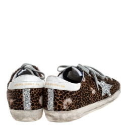 Golden Goose Brown Leopard Print Calfhair and Leather Superstar Low Top Sneakers Size 39